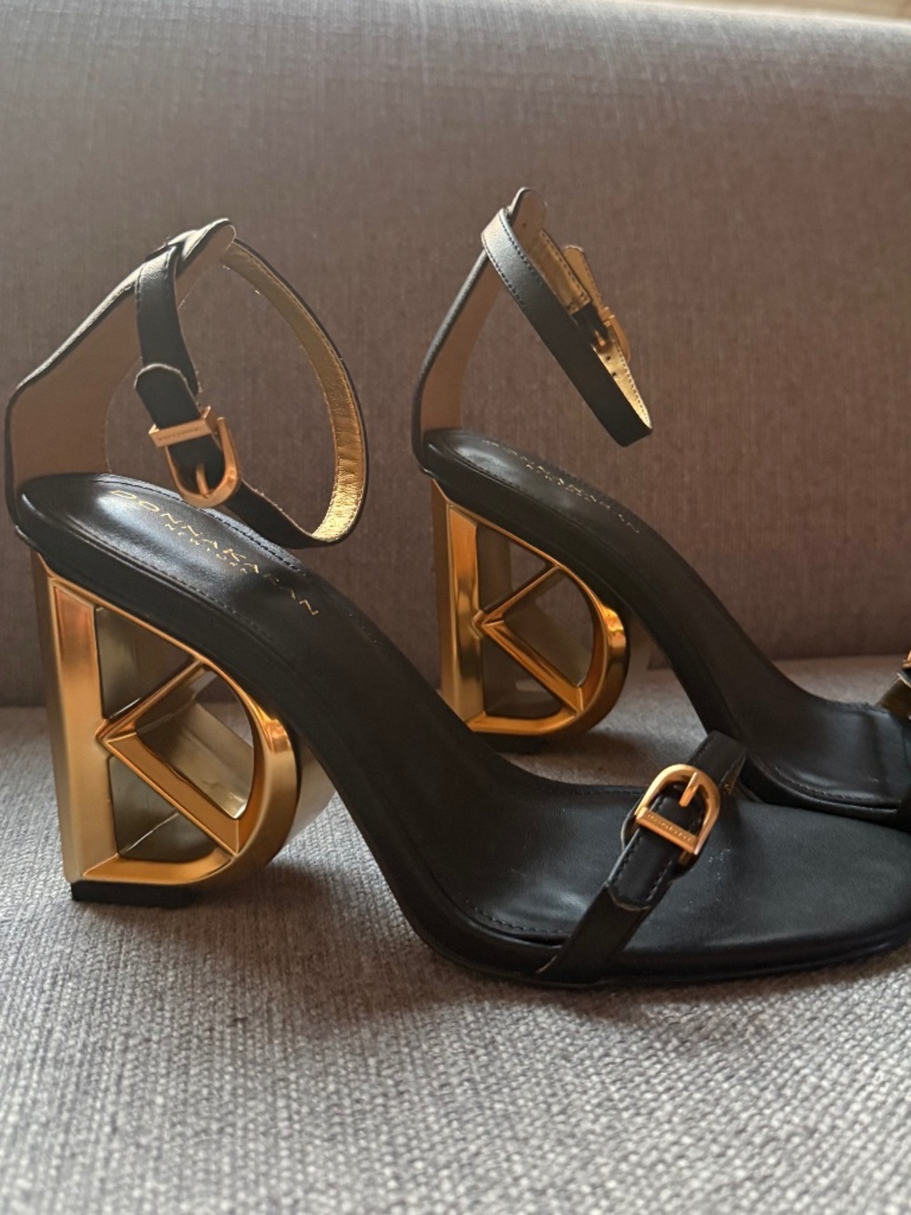 Donna Karan New York Women's Sculptural Logo Heel Sandals